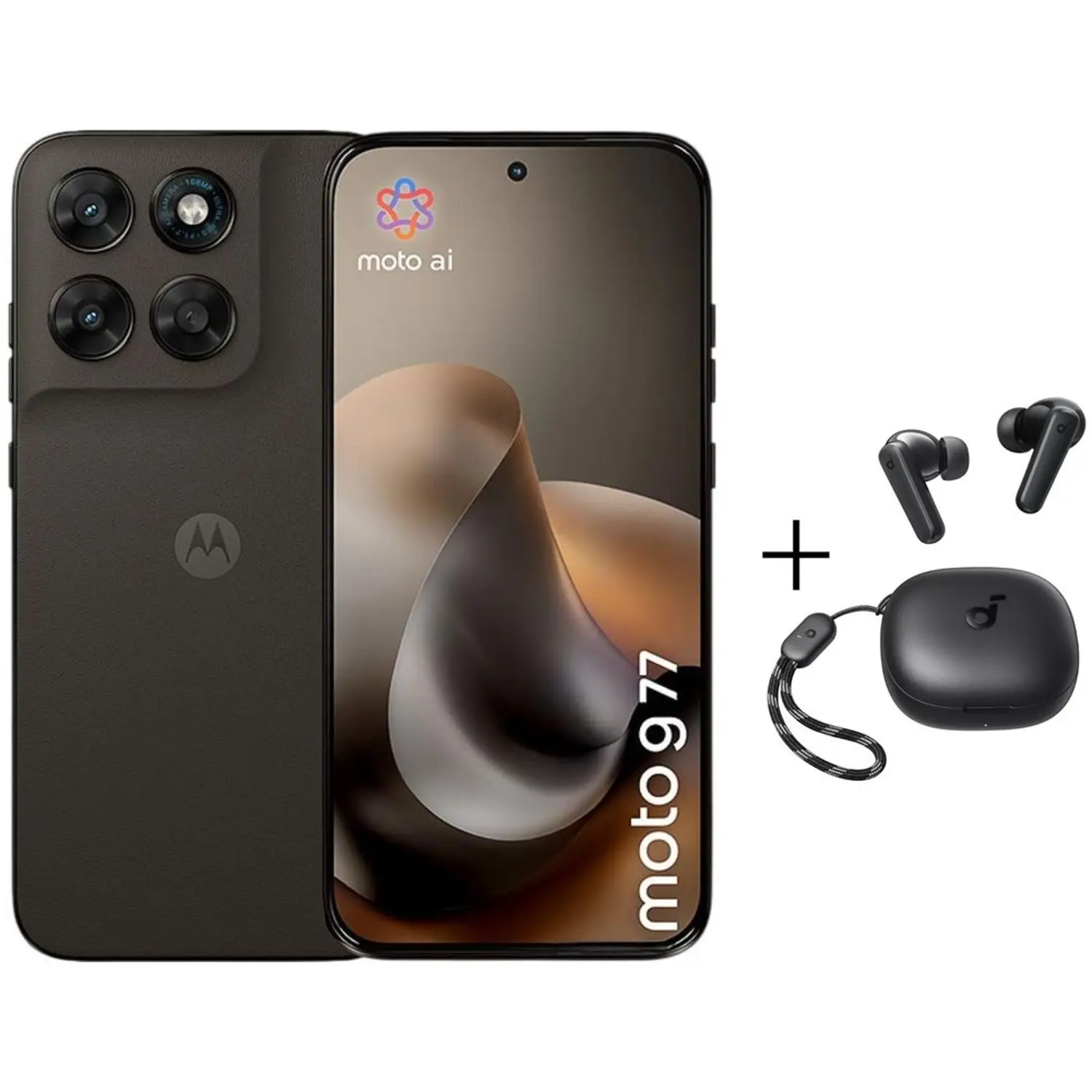 S600965824_1.webp Motorola G77 5G 256GB 8GB RAM PANTONE Black Olive Dual Sim Smartphone + Soundcore R50i - Image 1